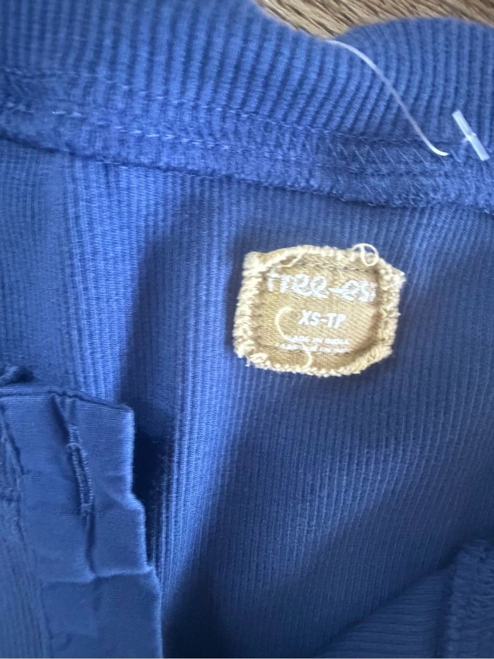 Free People Blue Ribbed Button-Down Top - Picture 2 of 4